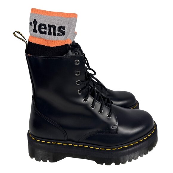 Dr. Martens Jadon Smooth Black Leather Platform Boots Lace-up EU 45 UK 10 US 11 - Picture 1 of 12